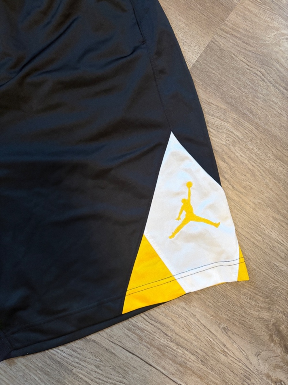 Jordan Black Athletic Shorts with Yellow & White Panels Size XXL - Picture 2 of 5